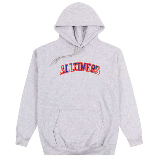 【ALLTIMERS】 MINI BROADWAY EMBROIDERED HOODY Grey Alltimers Men's Mini Broadway Embroidered Hoody in Heather