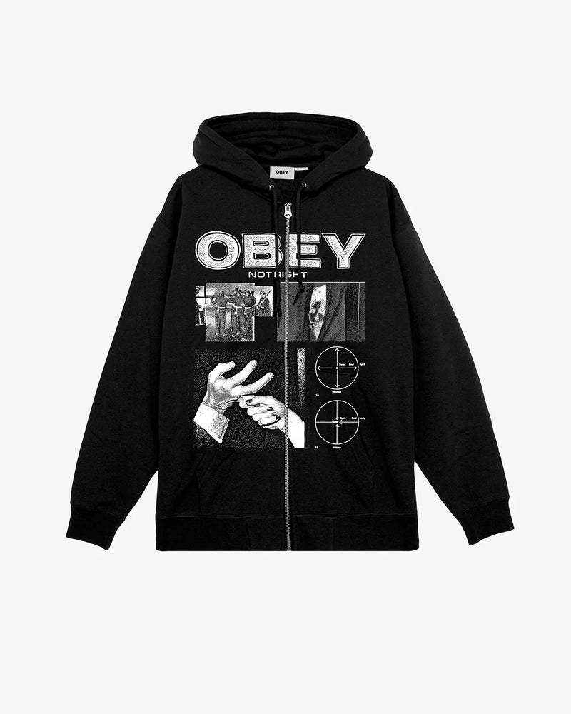 Obey Not Right Zip Up Black