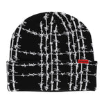 Corduroy Beanie Barbed Plaid Black