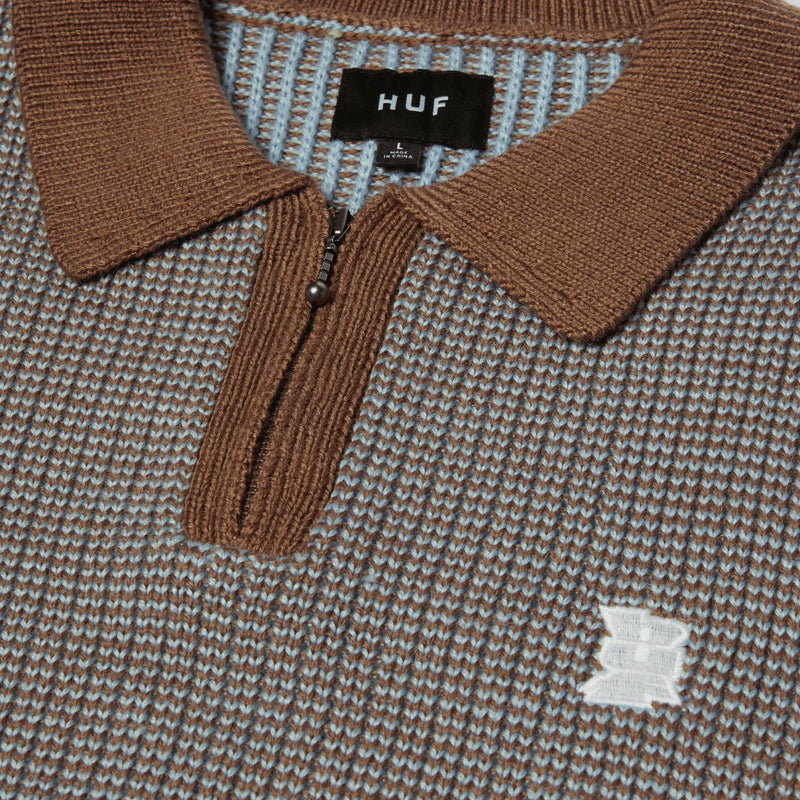 Huf Megablast Two Tone Waffle Sweater (Washed Blue/Moss)