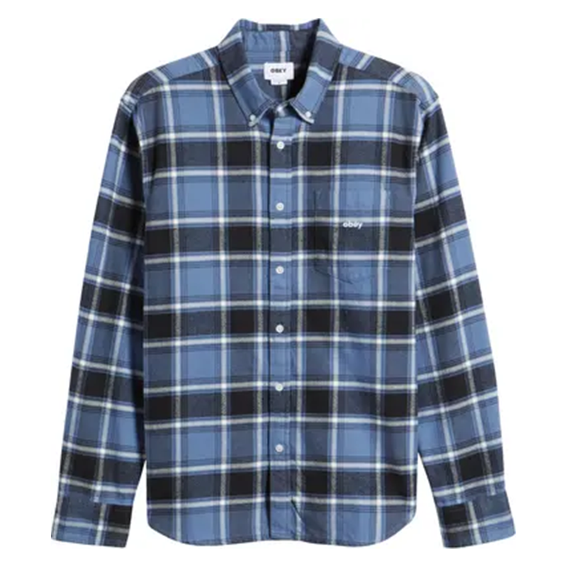 Obey Morgan Woven Flannel Shirt Coronet Blue Multi