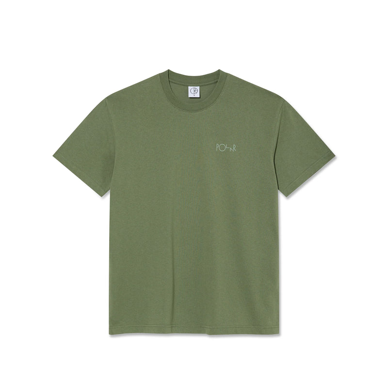 Polar Skate Co. Contrast Tee Spring 25 Stroke Logo Moss Green