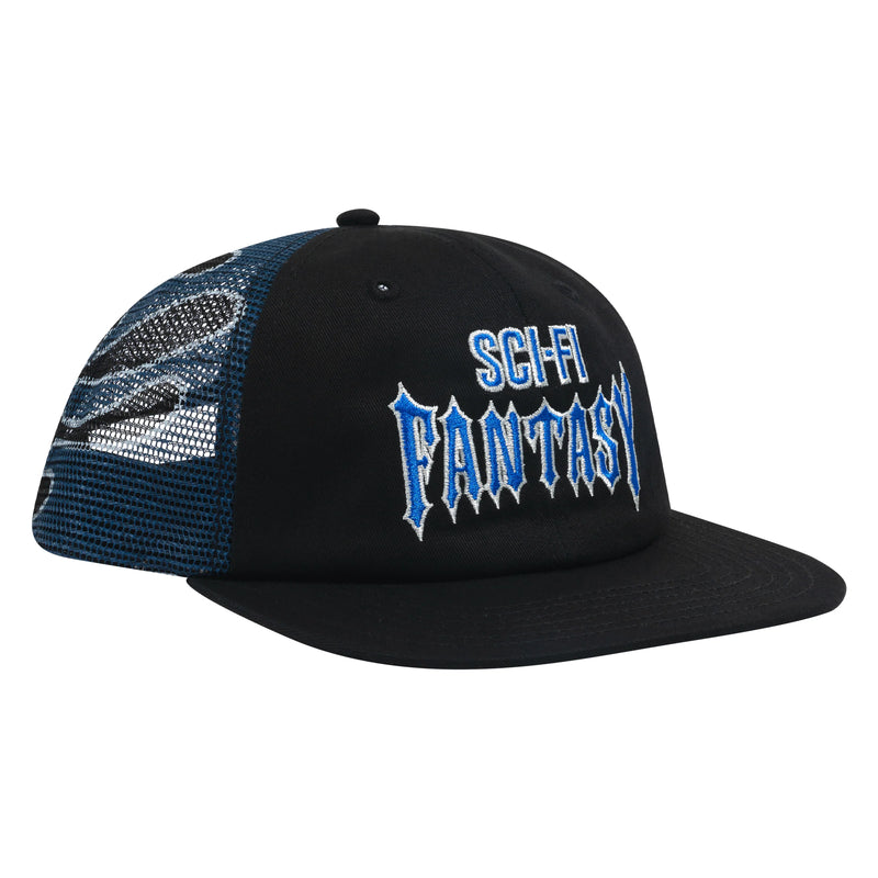 Sci-Fi Fantasy Biker Logo Mesh Hat Black