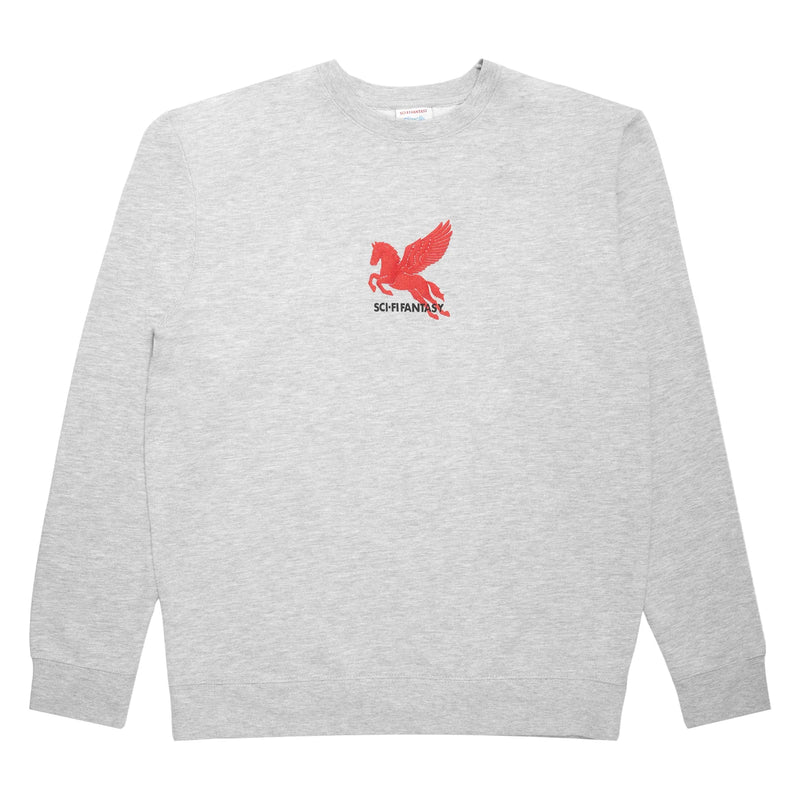 Sci-Fi Fantasy Pegasus Crew Sweatshirt Grey