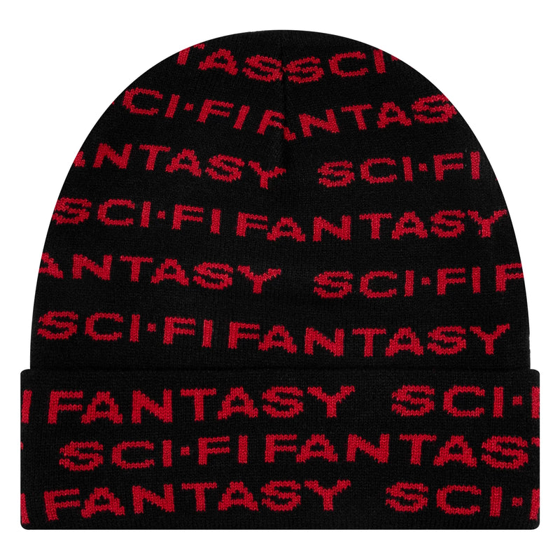 Sci-Fi Fantasy Repeat Logo Beanie Black/Red