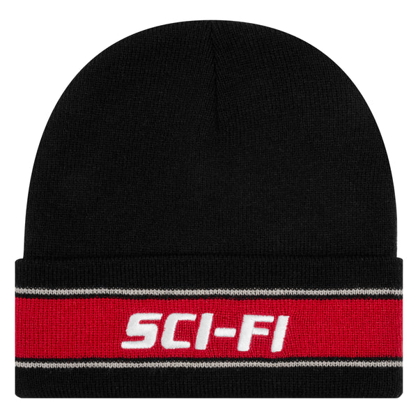 Sci-Fi Fantasy Stripe Fold Logo Beanie Black/Red