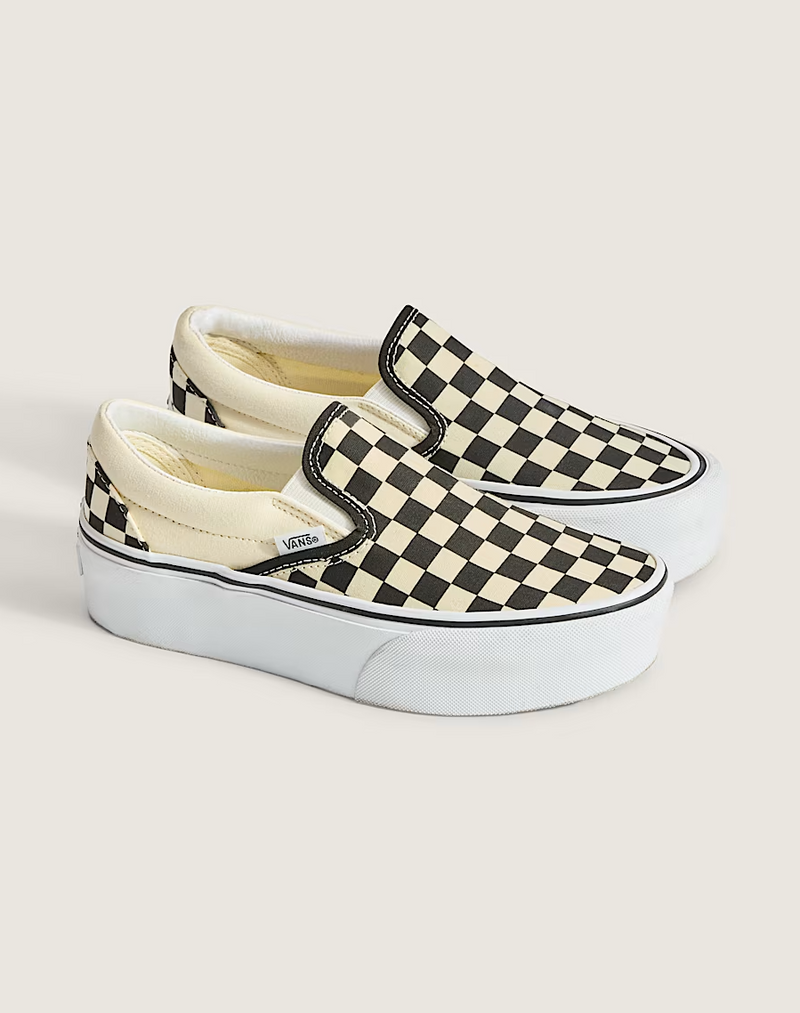 Vans Classic Slip-On Checkerboard Stackform (White/Black)