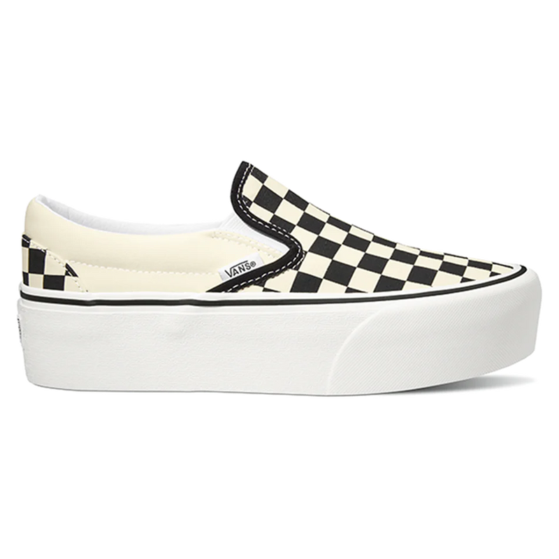 Vans Classic Slip-On Checkerboard Stackform (White/Black)